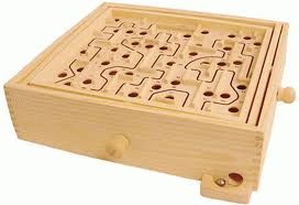 Classic wooden labyrinth game